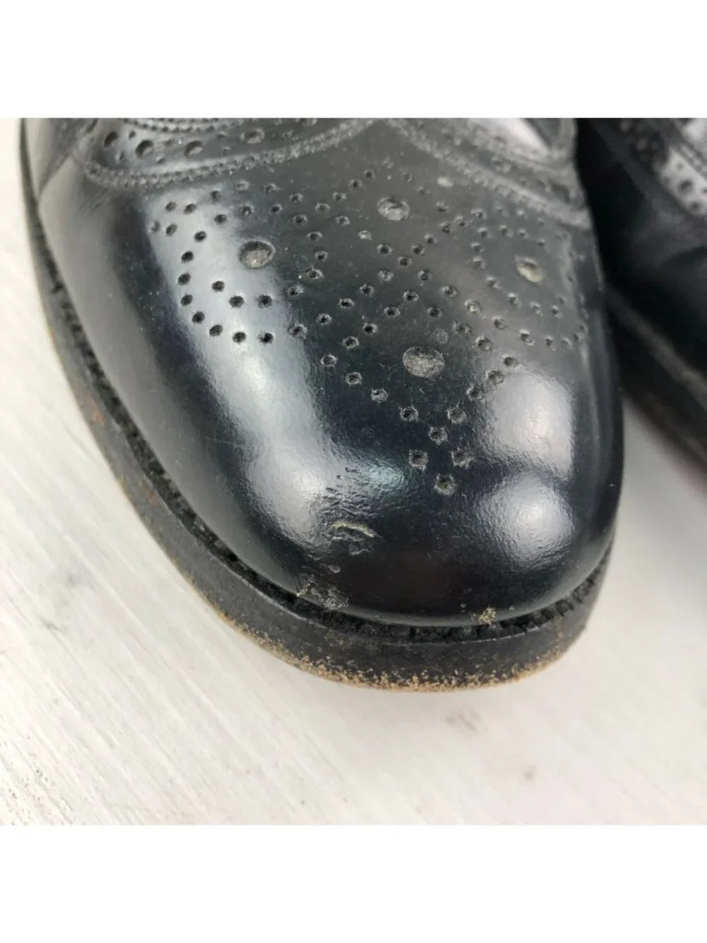 Florsheim Men's Size 11 2A** Royal Imperial Black Leather Wingtip Oxford Shoes